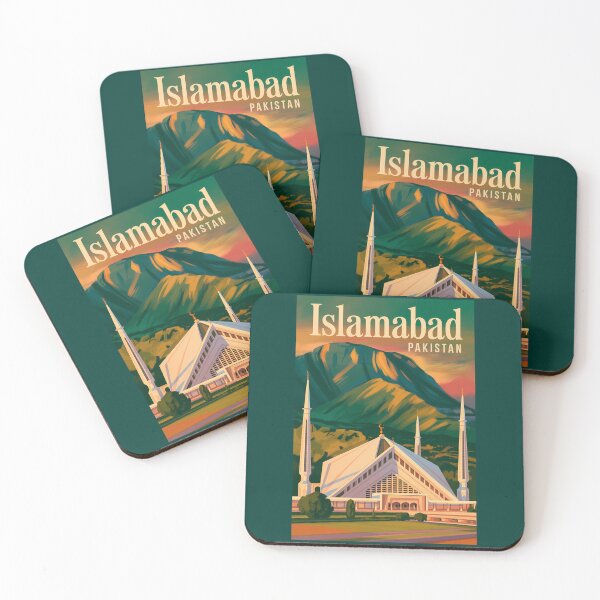 Item preview, Islamabad Pakistan Faisal Mosque Illustration Travel Art Vintage designed and sold by KrisSidDesigns.