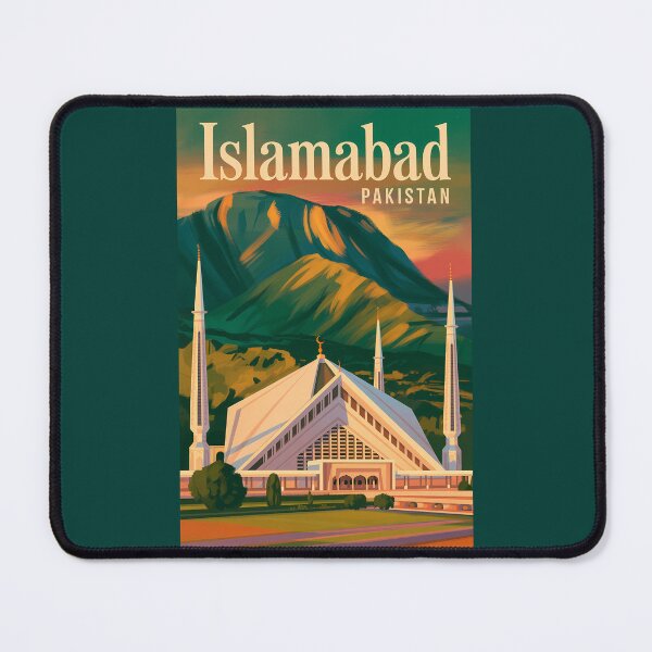 Item preview, Islamabad Pakistan Faisal Mosque Illustration Travel Art Vintage designed and sold by KrisSidDesigns.