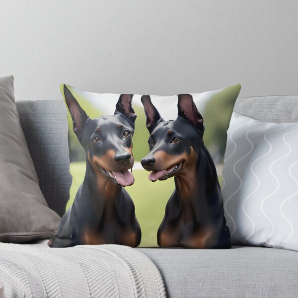 Item preview, Two Happy Doberman Pinschers Smiling in Green Park designed and sold by CanineCourier.