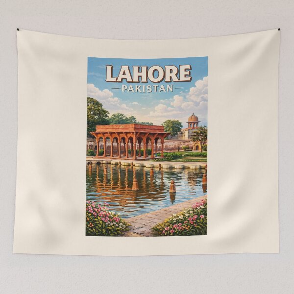 Item preview, Lahore Pakistan Gardens Illustration Travel Art Vintage designed and sold by KrisSidDesigns.