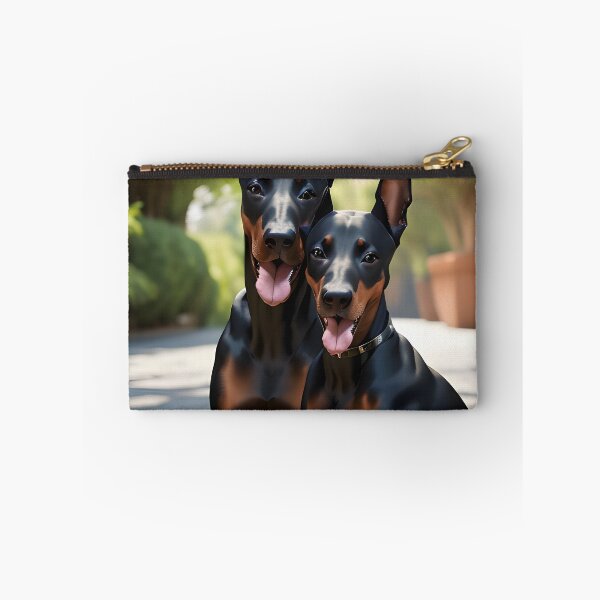 Item preview, Two Doberman Pinschers in Elegant Garden Setting Golden Light designed and sold by CanineCourier.