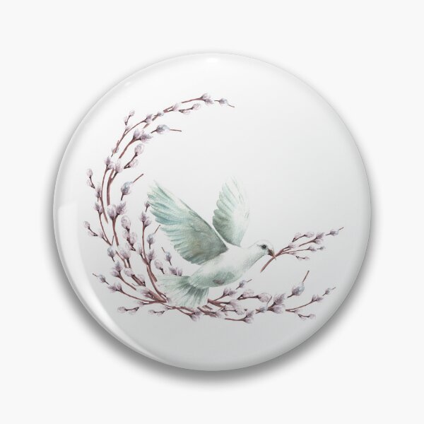 Item preview, Copy of Watercolor Dove with willow tree branch. White pigeon bird, symbol of peace, Easter. Hand drawn bird designed and sold by BartolArt.