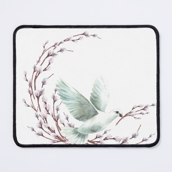 Item preview, Copy of Watercolor Dove with willow tree branch. White pigeon bird, symbol of peace, Easter. Hand drawn bird designed and sold by BartolArt.