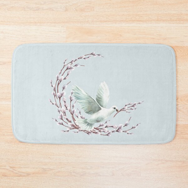 Item preview, Copy of Watercolor Dove with willow tree branch. White pigeon bird, symbol of peace, Easter. Hand drawn bird designed and sold by BartolArt.
