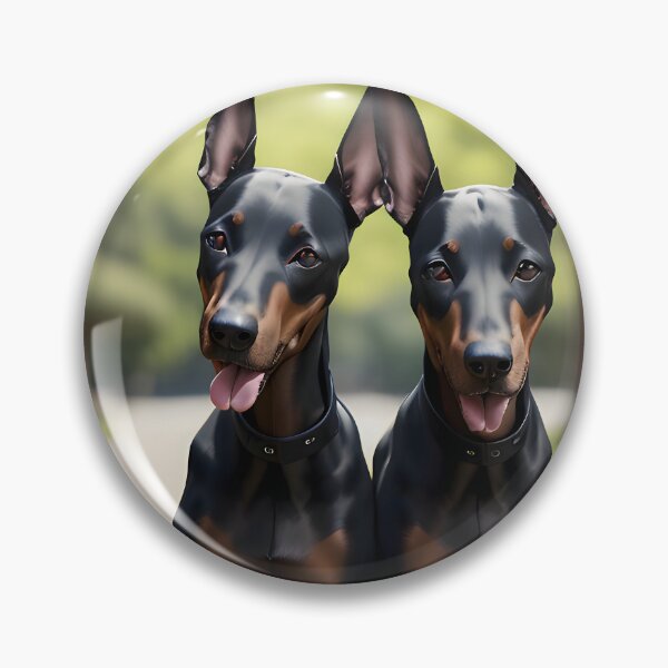 Item preview, Two Doberman Pinschers on Sunny Park Path Alert and Happy designed and sold by CanineCourier.