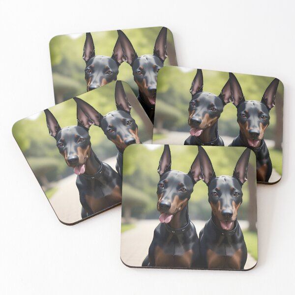 Item preview, Two Doberman Pinschers on Sunny Park Path Alert and Happy designed and sold by CanineCourier.