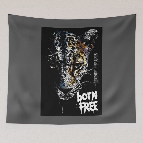 Item preview, Advocate for Wildlife Freedom- Striking Tiger Face in Typography and Born Free Statement designed and sold by OlfactoART Studio.