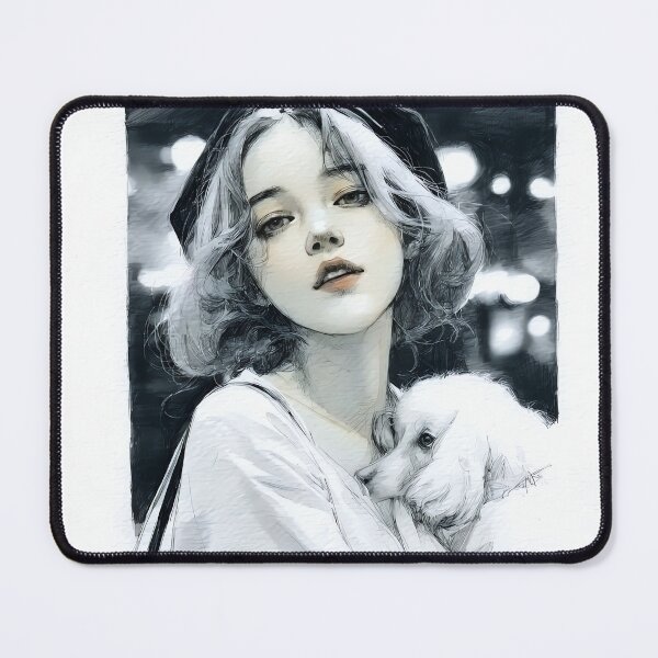 Item preview, Midnight Muse: Girl with White Puppy designed and sold by Banal25.