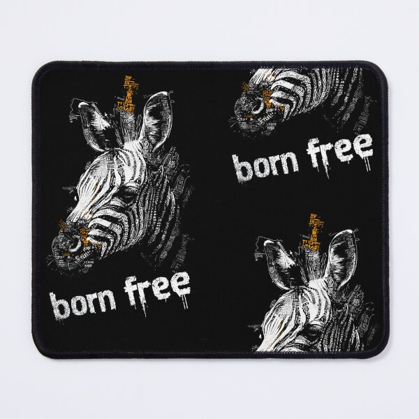 Item preview, Advocate for Wildlife Freedom with a Stylized Zebra Head in Textured Patterns and Born Free Message designed and sold by OlfactoART Studio.