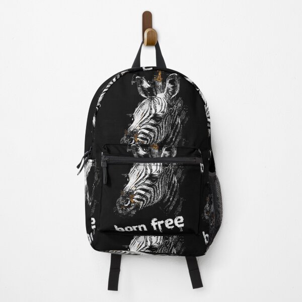 Item preview, Advocate for Wildlife Freedom with a Stylized Zebra Head in Textured Patterns and Born Free Message designed and sold by OlfactoART Studio.