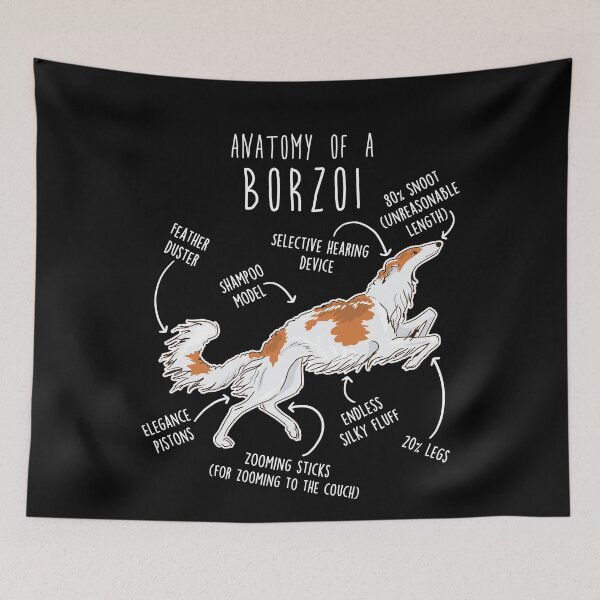Item preview, Red and White Borzoi Dog Anatomy designed and sold by Clara Hollins.