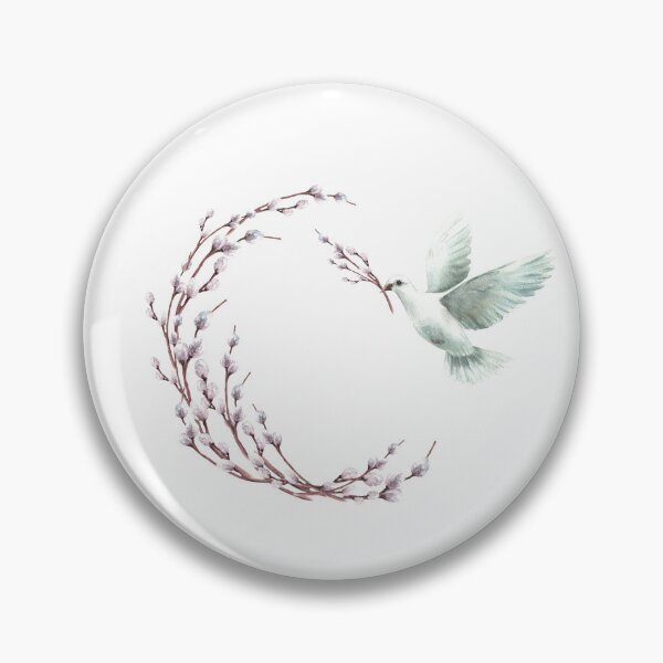 Item preview, Copy of Watercolor flying pigeon with willow tree branch. White dove bird. Hand drawn Easter designed and sold by BartolArt.