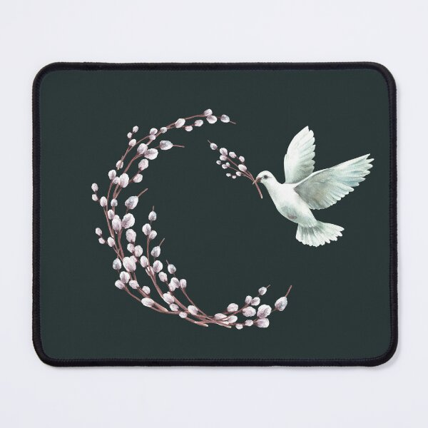 Item preview, Copy of Watercolor flying pigeon with willow tree branch. White dove bird. Hand drawn Easter designed and sold by BartolArt.
