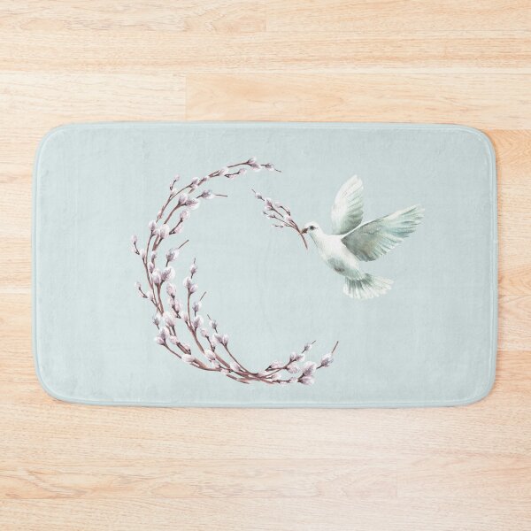 Item preview, Copy of Watercolor flying pigeon with willow tree branch. White dove bird. Hand drawn Easter designed and sold by BartolArt.