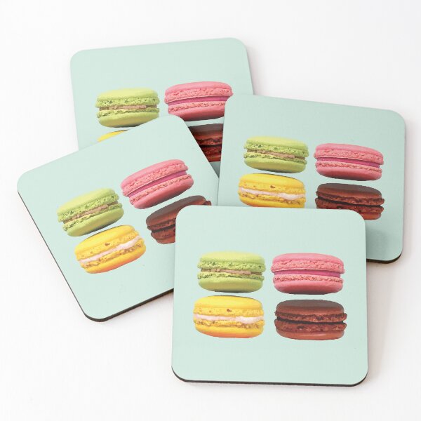 Item preview, Colorful Macaron Quartet on Mint Background designed and sold by Arturo Daniel Garcia Palomo.
