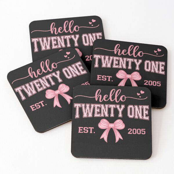 Item preview, Hello Twenty One Est. 2005 Birthday Girl T-Shirt with Pink Bow designed and sold by AMICO77.