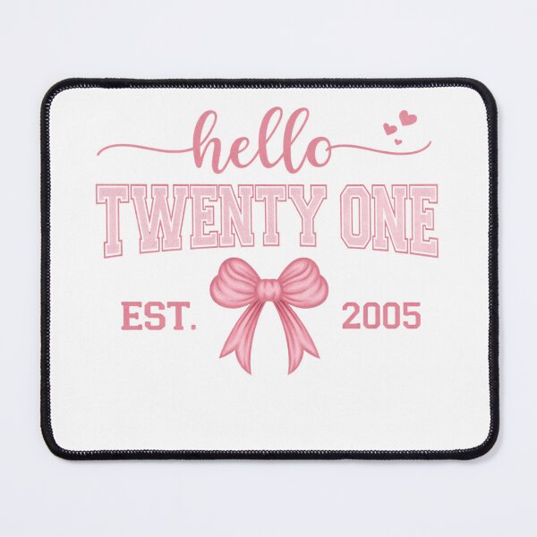 Item preview, Hello Twenty One Est. 2005 Birthday Girl T-Shirt with Pink Bow designed and sold by AMICO77.