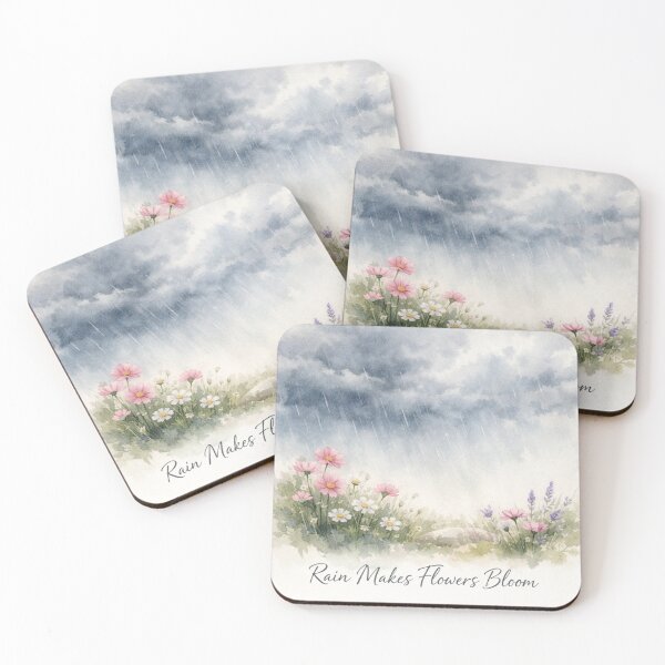 Item preview, Rain Makes Flowers Bloom – Inspirational Rainy Day Watercolor Floral Art designed and sold by Forest Hollow Art.