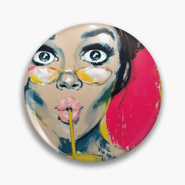 Item preview, Dive into Pop Art Fun with a Wide-Eyed Woman Sipping a Drink Through a Straw designed and sold by OlfactoART Studio.
