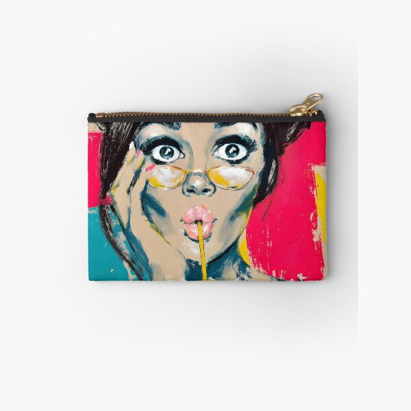 Item preview, Dive into Pop Art Fun with a Wide-Eyed Woman Sipping a Drink Through a Straw designed and sold by OlfactoART Studio.