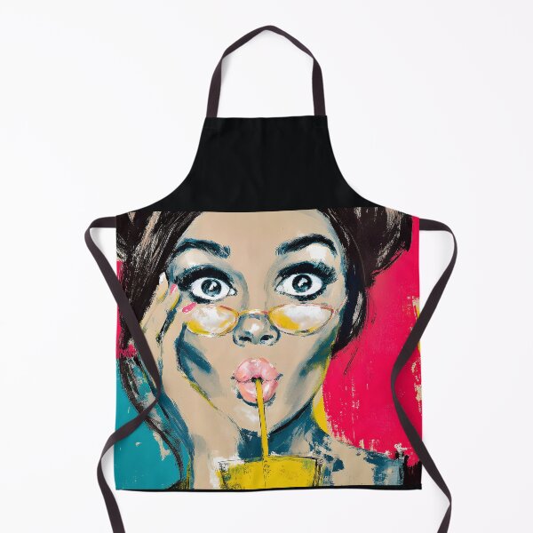 Item preview, Dive into Pop Art Fun with a Wide-Eyed Woman Sipping a Drink Through a Straw designed and sold by OlfactoART Studio.