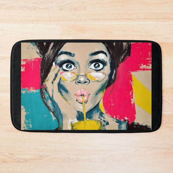 Item preview, Dive into Pop Art Fun with a Wide-Eyed Woman Sipping a Drink Through a Straw designed and sold by OlfactoART Studio.