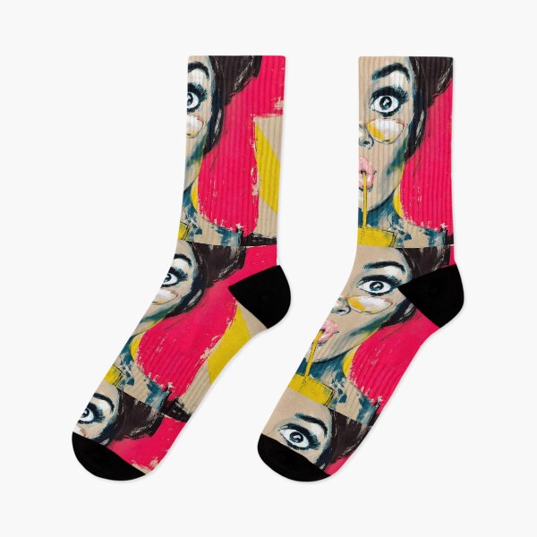 Item preview, Dive into Pop Art Fun with a Wide-Eyed Woman Sipping a Drink Through a Straw designed and sold by OlfactoART Studio.