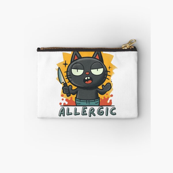 Item preview, Allergic To Idiots – Funny Black Cat Holding Knife designed and sold by Region.