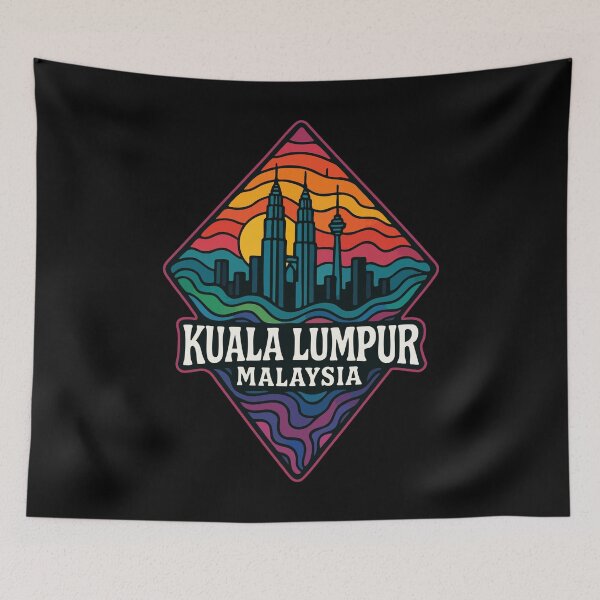Item preview, Kuala Lumpur Malaysia Colorful Trippy Art Travel designed and sold by TomFrontierArt.