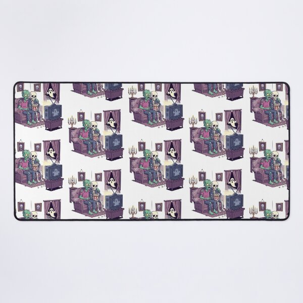 Item preview, Zombie and Skeleton Movie Night - Spooky Couch Potato Illustration designed and sold by Tw1nsAIArt.