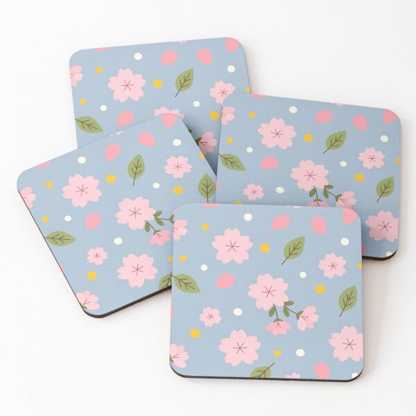 Item preview, Pink Cherry Blossoms Blue Background designed and sold by SassyArtistry.