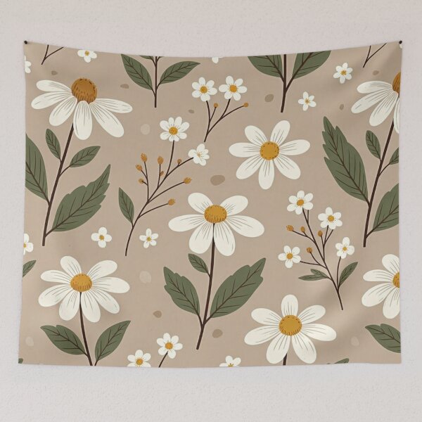 Item preview, White Daisies Beige Background designed and sold by SassyArtistry.