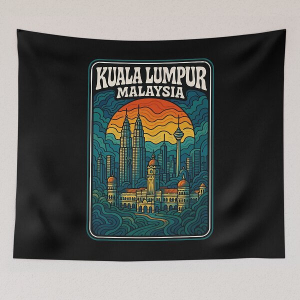 Item preview, Kuala Lumpur Malaysia Retro Trippy Art Travel designed and sold by TomFrontierArt.