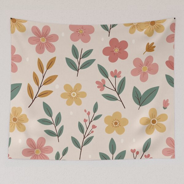 Item preview, Pink and Yellow Flowers Beige Background designed and sold by SassyArtistry.