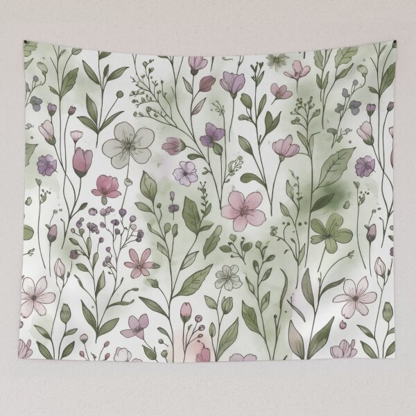 Item preview, Soft Purple Wildflowers and Green Leaves designed and sold by SassyArtistry.