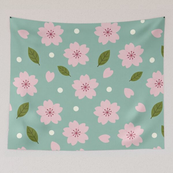 Item preview, Pink Cherry Blossoms Mint Background designed and sold by SassyArtistry.