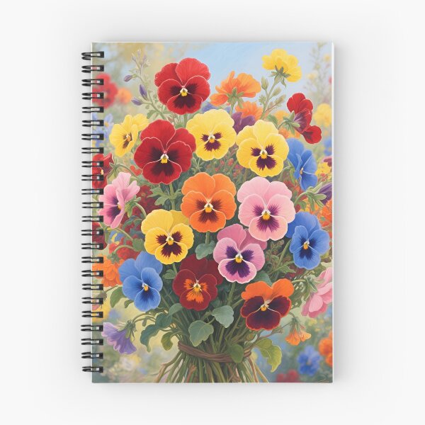 Aperçu de l'œuvre Bouquet de pensées colorées à l'aquarelle | Art floral et botanique printanier créée et vendue par Debbie Schulte.