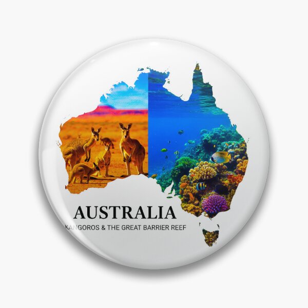 Item preview, Australia Map Silhouette - Kangaroos & Great Barrier Reef Nature Art designed and sold by AbulailArt.