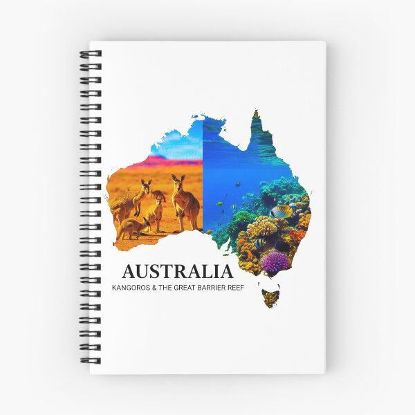 Item preview, Australia Map Silhouette - Kangaroos & Great Barrier Reef Nature Art designed and sold by AbulailArt.