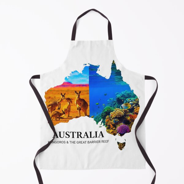 Item preview, Australia Map Silhouette - Kangaroos & Great Barrier Reef Nature Art designed and sold by AbulailArt.