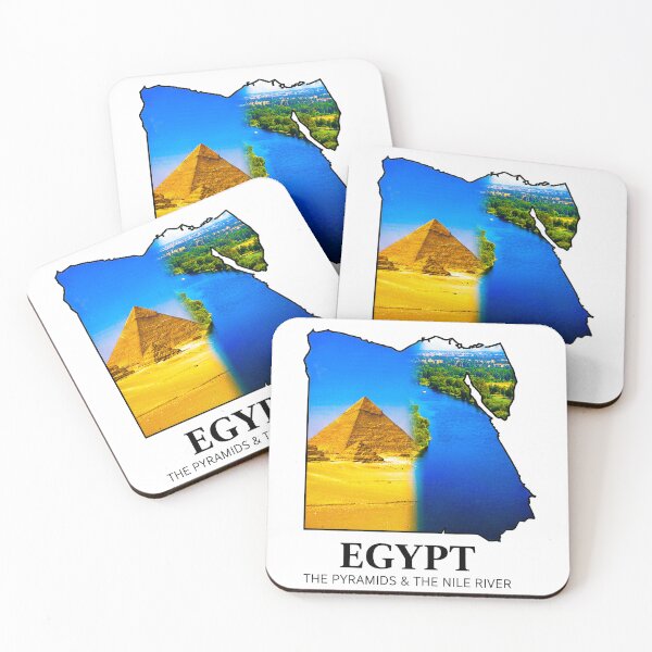 Item preview, Egypt Map Silhouette - The Pyramids & The Nile River Nature Art designed and sold by AbulailArt.