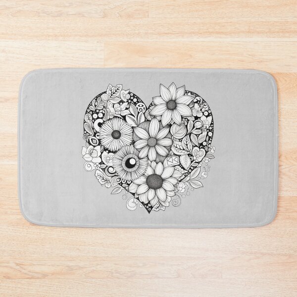 Item preview, Flower Hearts BW designed and sold by bubblyrainbow.