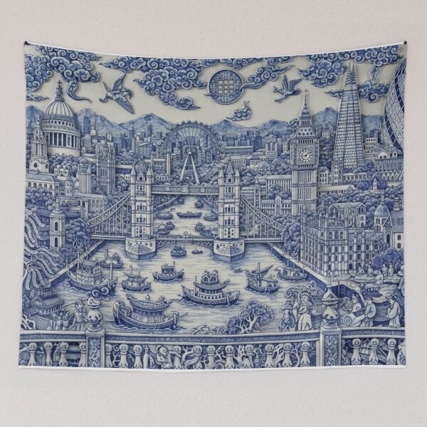 Item preview, Willow Pattern London Panorama 1 designed and sold by NickWhittleArt.