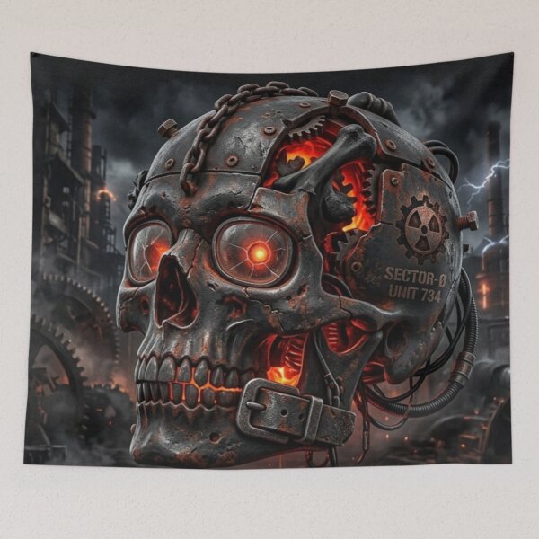Item preview, Biomechanical Steampunk Skull Industrial Hellfire Art designed and sold by JanRizz.