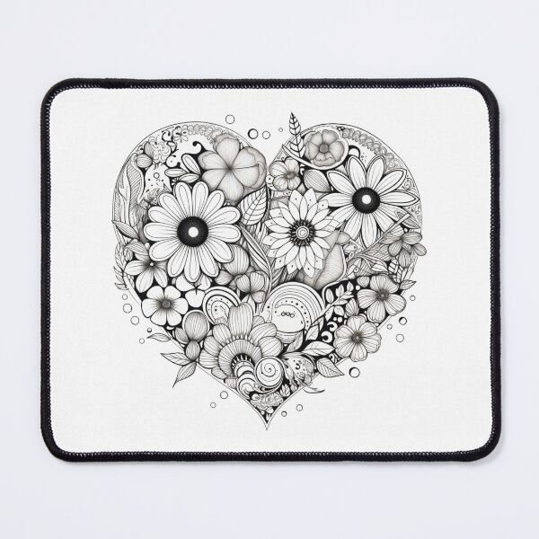 Item preview, Black and White Flower Hearts designed and sold by bubblyrainbow.