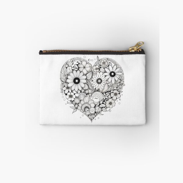Item preview, Black and White Flower Hearts designed and sold by bubblyrainbow.