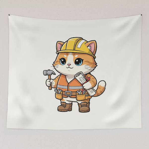 Item preview, Construction Worker Cat designed and sold by HoopeStylee.