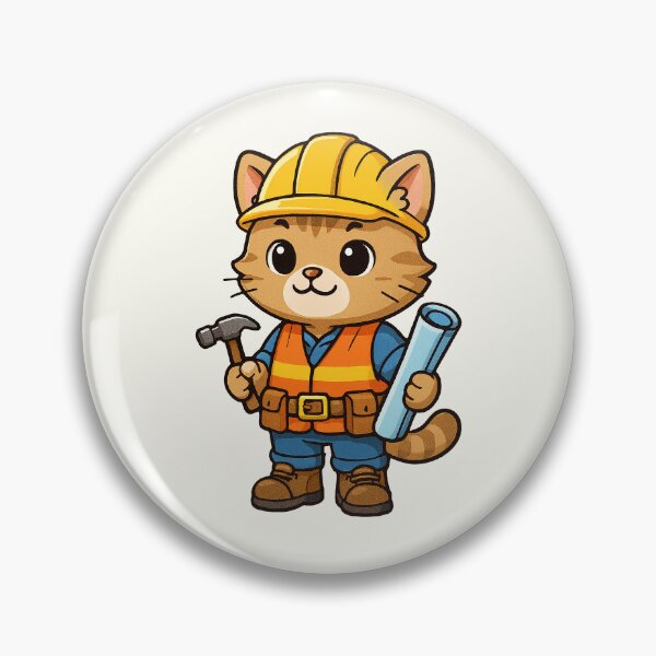 Item preview, Cute Builder Cat designed and sold by HoopeStylee.