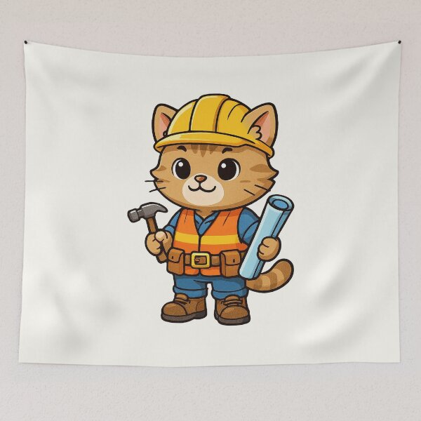 Item preview, Cute Builder Cat designed and sold by HoopeStylee.