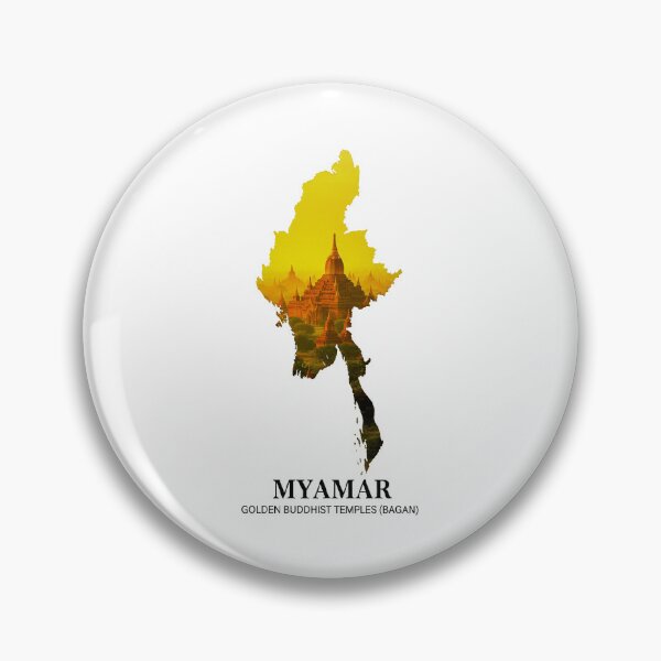 Item preview, Myanmar Map Silhouette - Golden Buddhist Temples of Bagan Art designed and sold by AbulailArt.